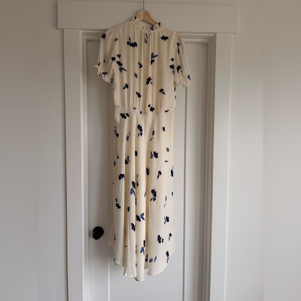 Ralph Lauren Cream Midi Dress with Blue and Black Floral Print - Picture 2 of 7